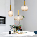 Lámpara colgante de cristal dorado moderno, luz colgante led para restaurante moderno